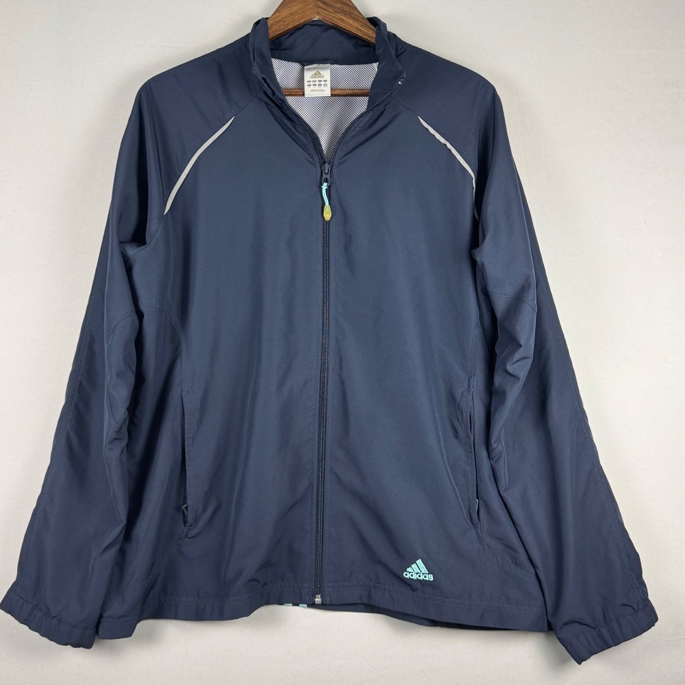 Adidas Windbreaker Jacket Womens XL Navy Blue New No Tags Full Zip Mesh Lined